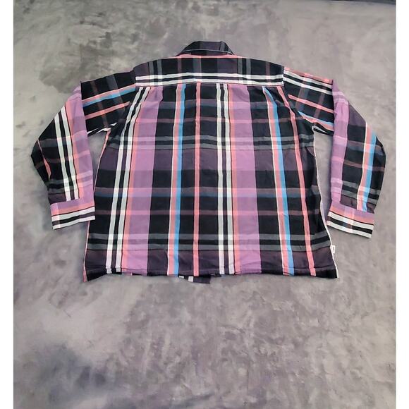 Obey Men's Size XXL Organic Cotton Button Down Shirt Purple Black Casual C12-3 - Picture 7 of 8